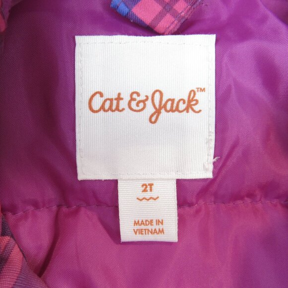 Cat & Jack Toddler Size Girls Plaid Hooded Jacket Multicolor Full Zip Pockets - Picture 3 of 9